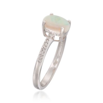 Opal Ring With Diamonds in Sterling Silver &mdash; Alt Image 3
