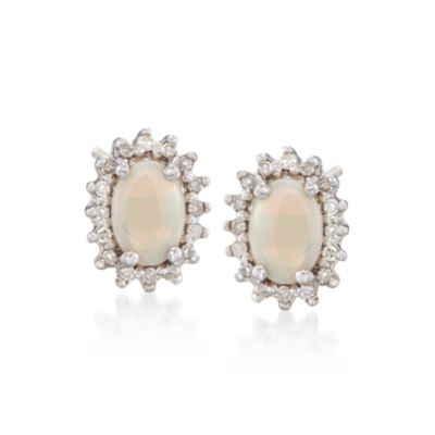 Opal and .10 ct. t.w. Diamond Earrings in Sterling Silver &mdash; Alt Image 1