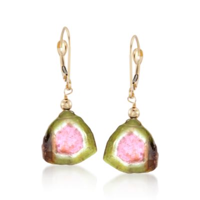 Multicolored Tourmaline Earrings in 14kt Yellow Gold &mdash; Alt Image 1