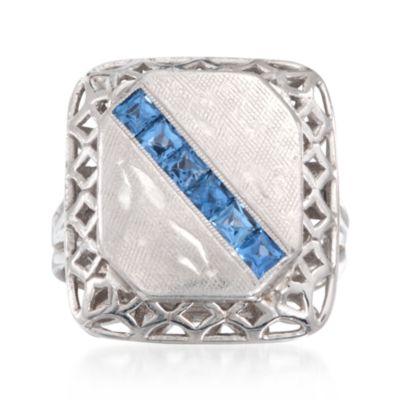 C. 1970 Vintage .60 ct. t.w. Sapphire Ring in 14kt White Gold. Size 5.5 &mdash; Alt Image 1