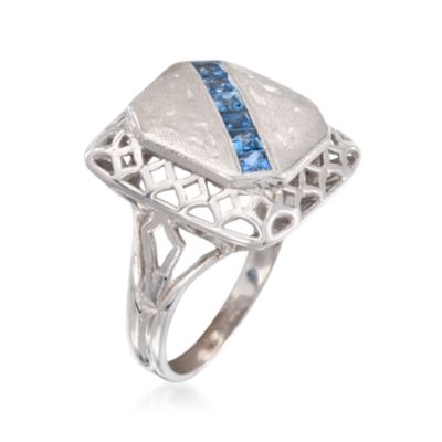 C. 1970 Vintage .60 ct. t.w. Sapphire Ring in 14kt White Gold. Size 5.5 &mdash; Alt Image 3