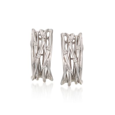 Diamond-Accented Crisscross Earrings in Sterling Silver &mdash; Alt Image 1