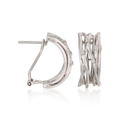 Diamond-Accented Crisscross Earrings in Sterling Silver &mdash; Alt Image 3