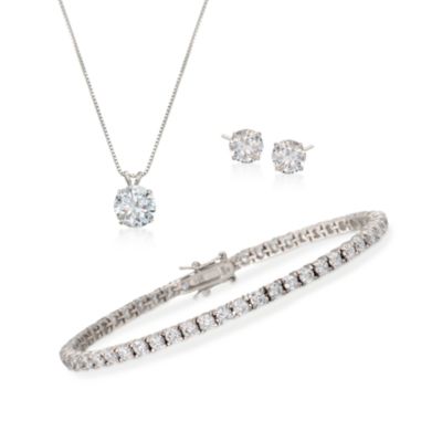 8.80 ct. t.w. CZ Classic Jewelry Set in Sterling Silver. 18" &mdash; Alt Image 1