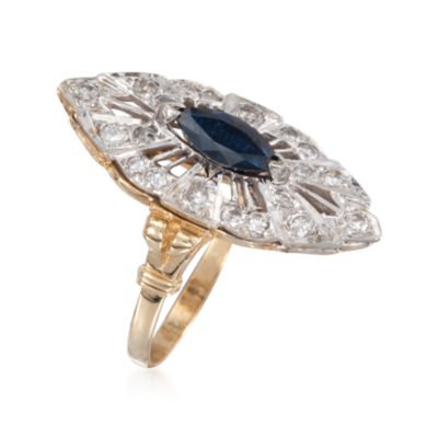 C. 1990 Vintage .65 Carat Sapphire and .45 ct. t.w. Diamond Dinner Ring in 14kt Two-Tone Gold. Size 6 &mdash; Alt Image 3