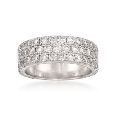Henri Daussi 1.70 ct. t.w. Three-Row Diamond Wedding Ring in 14kt White Gold &mdash; Alt Image 1