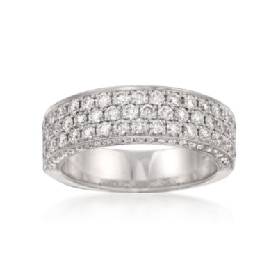 Henri Daussi 1.40 ct. t.w. 3-Row Diamond Wedding Ring With Pave Diamonds in 14kt White Gold &mdash; Alt Image 1