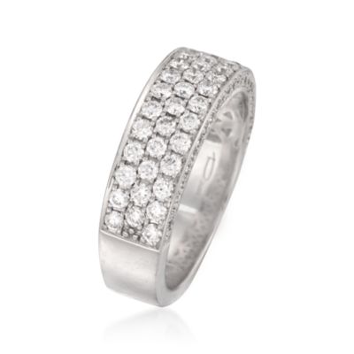 Henri Daussi 1.40 ct. t.w. 3-Row Diamond Wedding Ring With Pave Diamonds in 14kt White Gold &mdash; Alt Image 3