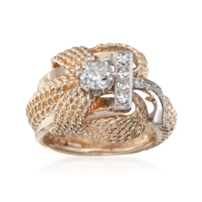 C. 1980 Vintage .62 ct. t.w. Rope-Detail Diamond Ring in 14kt Two-Tone Gold. Size 6 &mdash; Alt Image 1
