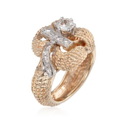C. 1980 Vintage .62 ct. t.w. Rope-Detail Diamond Ring in 14kt Two-Tone Gold. Size 6 &mdash; Alt Image 3