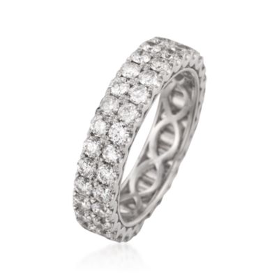 Henri Daussi 2.35 ct. t.w. Two-Row Diamond Eternity Band in 14kt White Gold &mdash; Alt Image 3