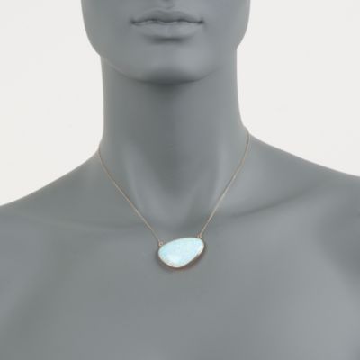 Large Faux Opal Slice Necklace in 14kt Yellow Gold &mdash; Alt Image 2
