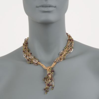 C. 1990 Vintage .35 ct. t.w. Garnet and .44 ct. t.w. Peridot Necklace in 18kt Two-Tone Gold. 17" &mdash; Alt Image 2