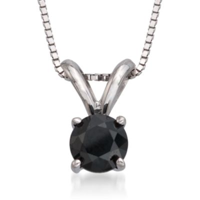 .50 Carat Black Diamond Solitaire Pendant Necklace in 14kt White Gold. 18" &mdash; Alt Image 1