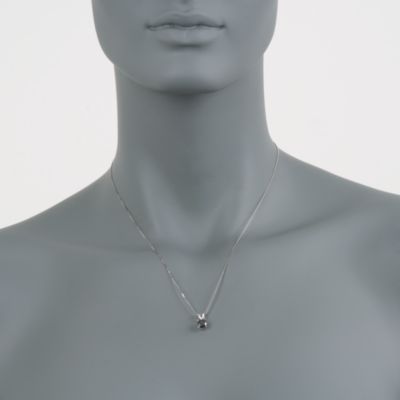 1.00 Carat Black Diamond Solitaire Pendant Necklace in 14kt White Gold. 18" &mdash; Alt Image 2