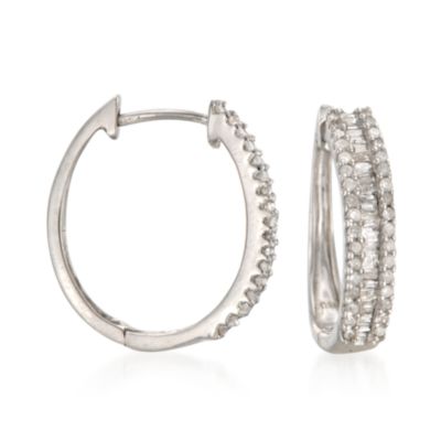 .54 ct. t.w. Diamond Hoop Earrings in Sterling Silver &mdash; Alt Image 1