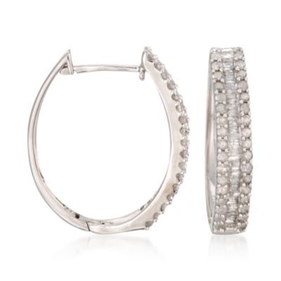 1.10 ct. t.w. Diamond Hoop Earrings in Sterling Silver &mdash; Alt Image 1