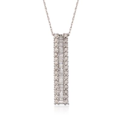 1.00 ct. t.w. Diamond Bar Necklace in Sterling Silver. 18" &mdash; Alt Image 1