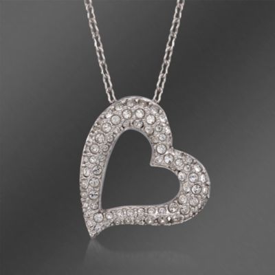 Swarovski Crystal Open Heart "Memory" Pendant Necklace. 14.75" &mdash; Alt Image 1