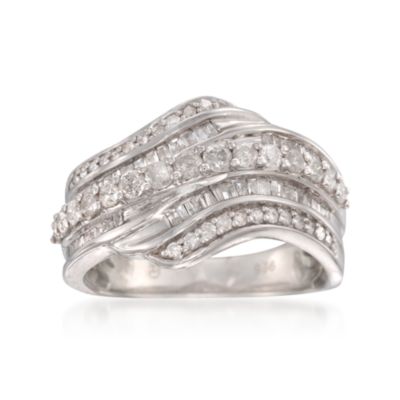 1.10 ct. t.w. Diamond Wave Ring in Sterling Silver &mdash; Alt Image 1