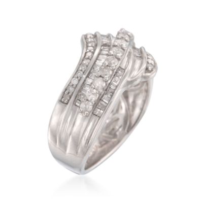 1.10 ct. t.w. Diamond Wave Ring in Sterling Silver &mdash; Alt Image 3