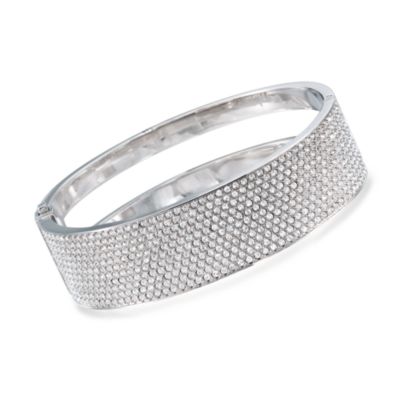 Swarovski Crystal  Pave Bangle Bracelet. 7" &mdash; Alt Image 1