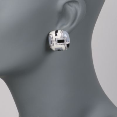 Belle Etoile .80 ct. t.w. CZ 'Art Deco' Earrings With Enamel in Sterling Silver &mdash; Alt Image 2