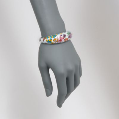 Belle Etoile .50 ct. t.w. CZ 'Galapagos' Bangle Bracelet With Enamel in Sterling Silver. 7" &mdash; Alt Image 2