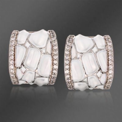 Belle Etoile .75 ct. t.w. CZ 'Coccodrillo' Half Hoop Earrings With Enamel in Sterling Silver &mdash; Alt Image 1