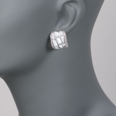 Belle Etoile .75 ct. t.w. CZ 'Coccodrillo' Half Hoop Earrings With Enamel in Sterling Silver &mdash; Alt Image 2