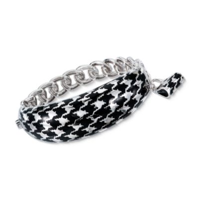 Belle Etoile .40 ct. t.w. CZ 'Houndstooth' Bangle Bracelet With Enamel in Sterling Silver. 7" &mdash; Alt Image 1