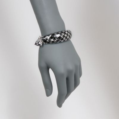 Belle Etoile .40 ct. t.w. CZ 'Houndstooth' Bangle Bracelet With Enamel in Sterling Silver. 7" &mdash; Alt Image 2