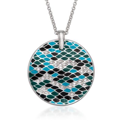Belle Etoile .90 ct. t.w. CZ "Snakeskin" Pendant With Enamel in Sterling Silver &mdash; Alt Image 1
