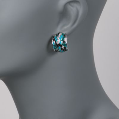 Belle Etoile .20 ct. t.w. CZ "Snakeskin" Half Hoop Earrings With Enamel in Sterling Silver &mdash; Alt Image 2