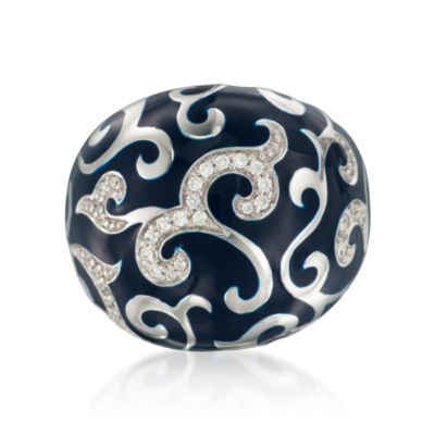 Belle Etoile .40 ct. t.w. CZ 'Royale' Ring With Enamel in Sterling Silver &mdash; Alt Image 1