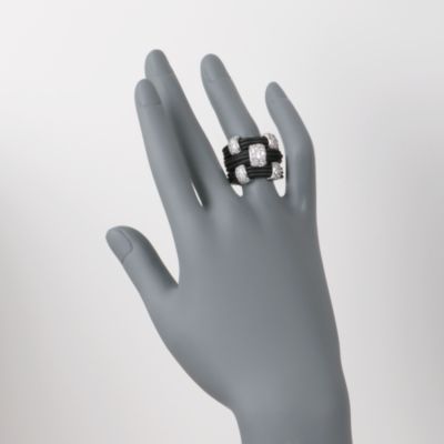 Belle Etoile 1.10 ct. t.w. CZ 'Legato' Ring With Black Italian Rubber in Sterling Silver. Size 7 &mdash; Alt Image 2