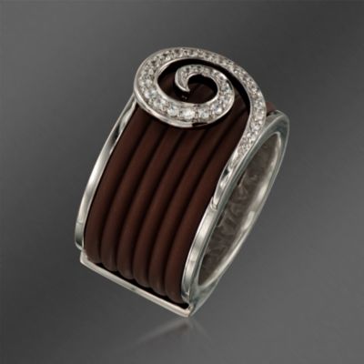 Belle Etoile .30 ct. t.w. CZ 'swirl' Wide Ring With Brown Italian Rubber in Sterling Silver. Size 7 &mdash; Alt Image 3