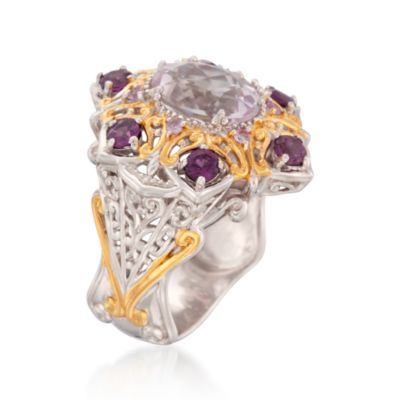 Pink Kunzite and 1.00 ct. t.w. Rhodolite Ring With Sapphires in Two-Tone &mdash; Alt Image 3