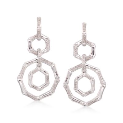 .33 ct. t.w. Diamond Bamboo Drop Earrings in Sterling Silver &mdash; Alt Image 1