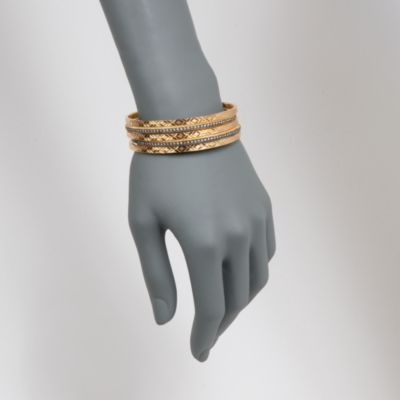 Set of Five 2.00 ct. t.w. CZ Embellished Bangles in 14kt and 18kt Over Sterling &mdash; Alt Image 2