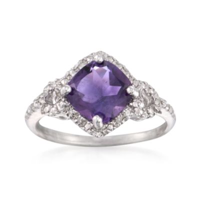 1.80 Carat Amethyst and Diamond Ring in Sterling Silver &mdash; Alt Image 1