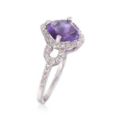 1.80 Carat Amethyst and Diamond Ring in Sterling Silver &mdash; Alt Image 3