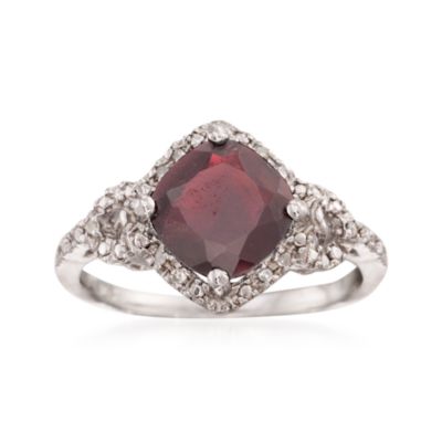 2.70 Carat Garnet and Diamond Ring in Sterling Silver &mdash; Alt Image 1