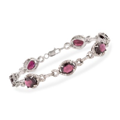 12.00 ct. t.w. Oval Garnet and Diamond Bracelet in Sterling Silver &mdash; Alt Image 1