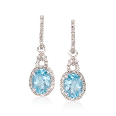 4.70 ct. t.w. Blue Topaz and .10 ct. t.w. Diamond Drop Earrings in Sterling Silver &mdash; Alt Image 1