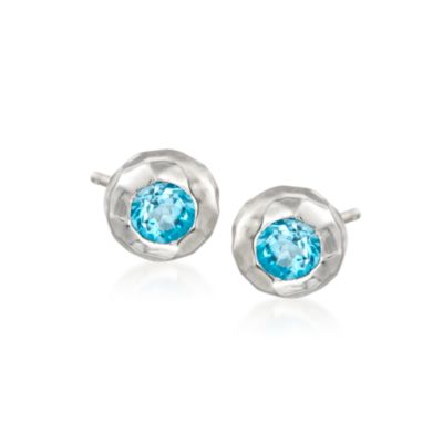 Zina Sterling Silver "Ripples" 1.00 ct. t.w. Blue Topaz Stud Earrings &mdash; Alt Image 1