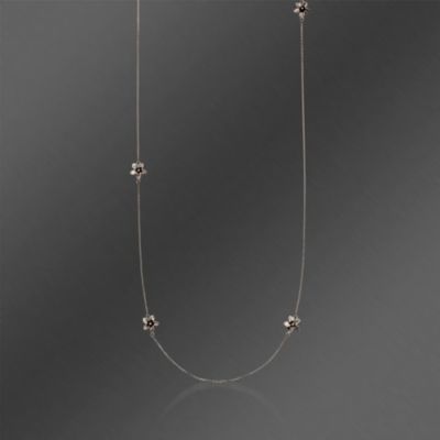 Zina Sterling Silver "Hibiscus" Link Chain Floral Station Necklace. 51" &mdash; Alt Image 1