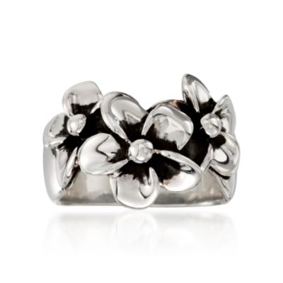 Zina Sterling Silver "Small Hibiscus" Floral Cluster Ring &mdash; Alt Image 1