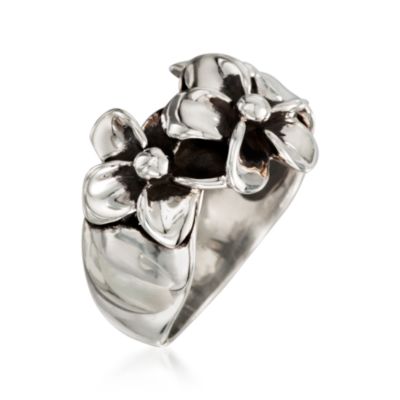 Zina Sterling Silver "Small Hibiscus" Floral Cluster Ring &mdash; Alt Image 3