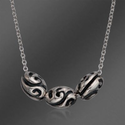 Zina Sterling Silver Mini "Swirl" Beads Necklace. 17" &mdash; Alt Image 1